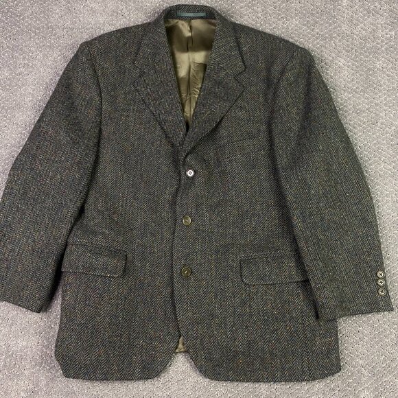 Magee Tailored Donegal Tweed Herringbone Blazer Men's 42S Green Speckled - Picture 1 of 15